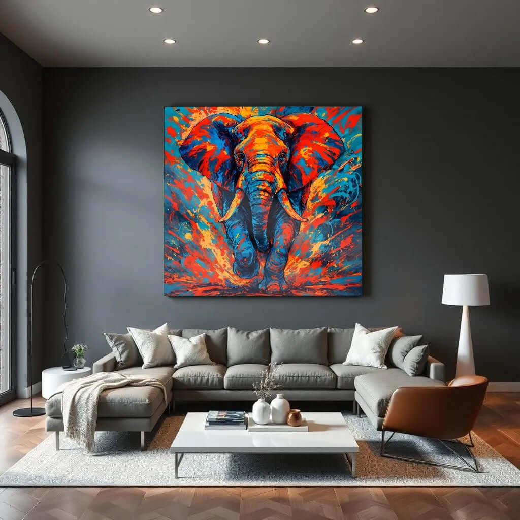 Abstract Elephant - Online Schilderij - Glas Schilderij