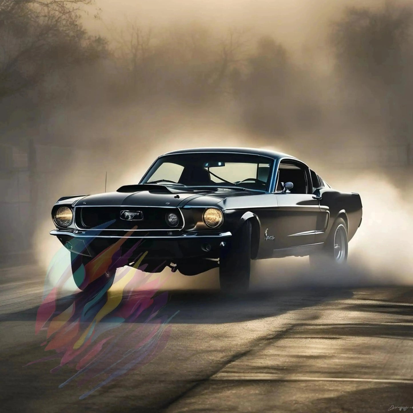 Midnight Mustang - Online Schilderij - Canvas Schilderij
