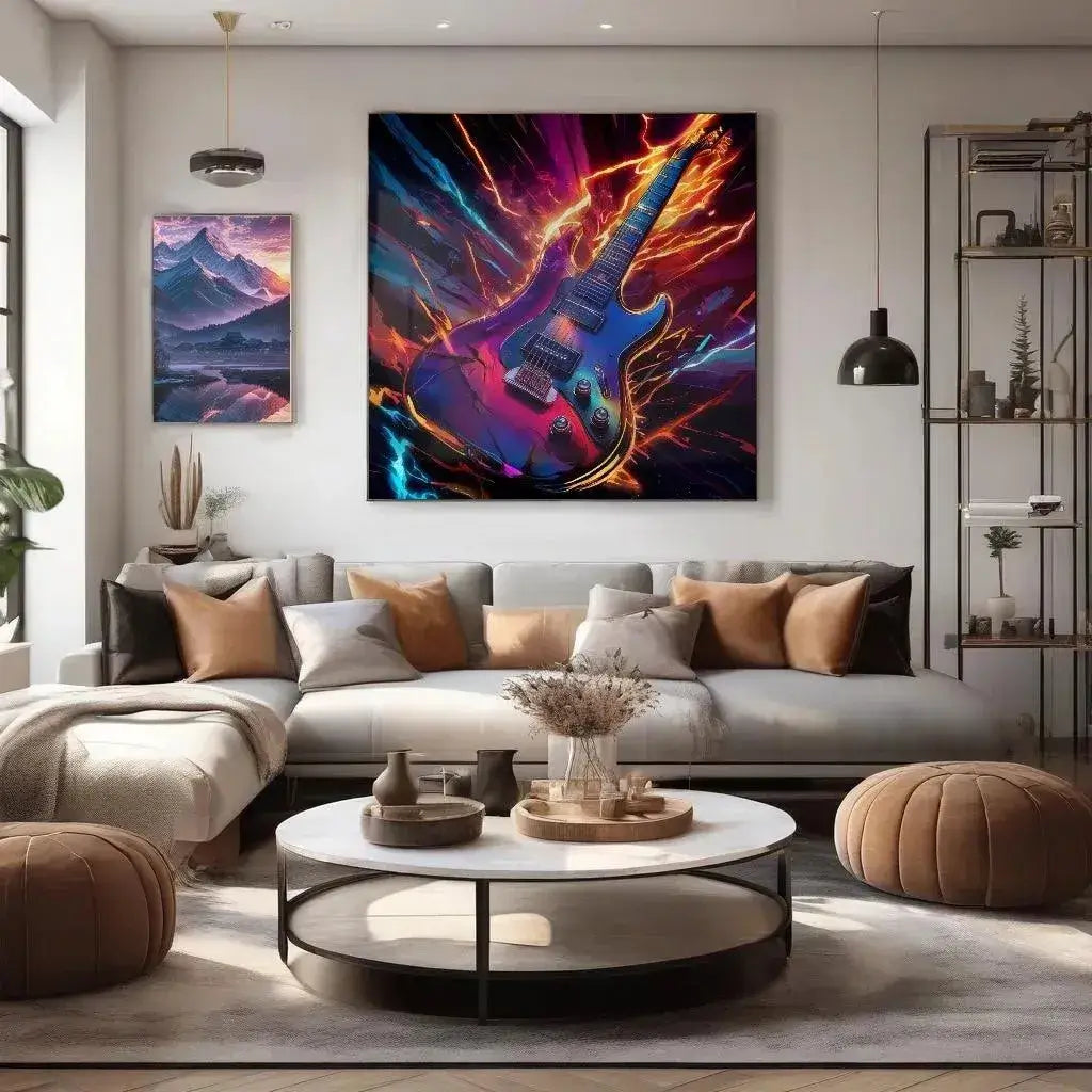 Flaming Strings - Online Schilderij - Glas Schilderij