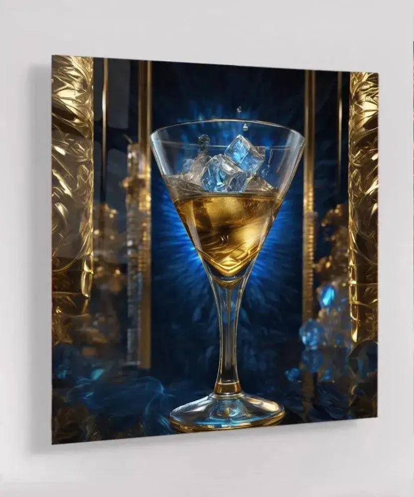 Blue Ice Martini - Online Schilderij - Glas Schilderij