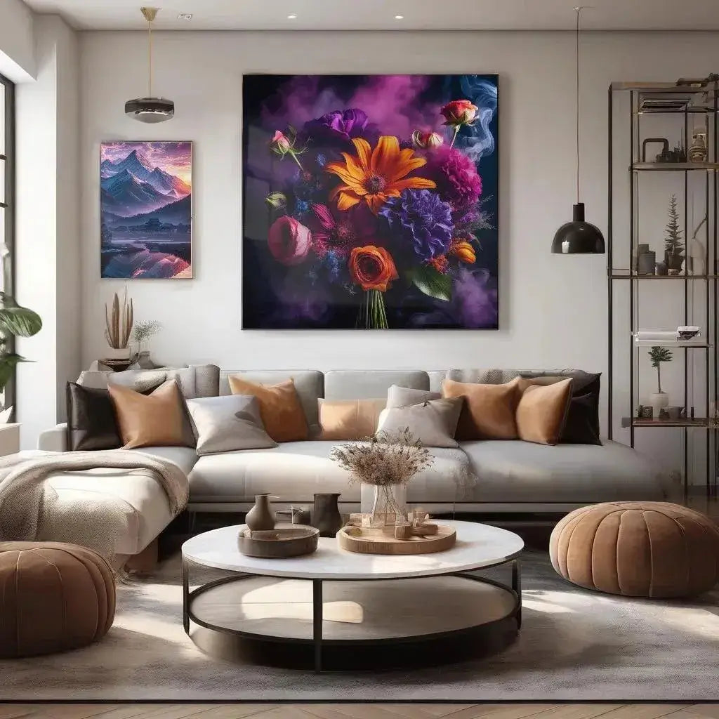 Midnight Bouquet - Online Schilderij - Glas Schilderij