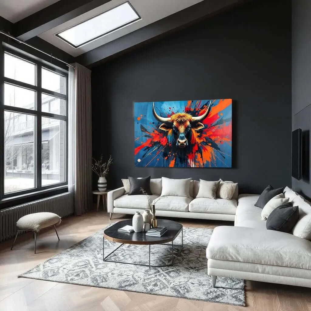 Bull Art - Online Schilderij - Glas Schilderij