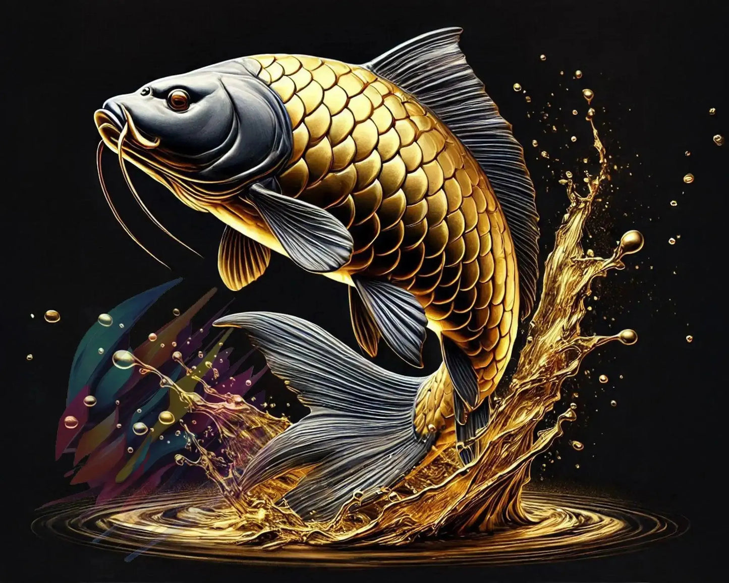 Golden Koi Splash - Online Schilderij - Canvas Schilderij