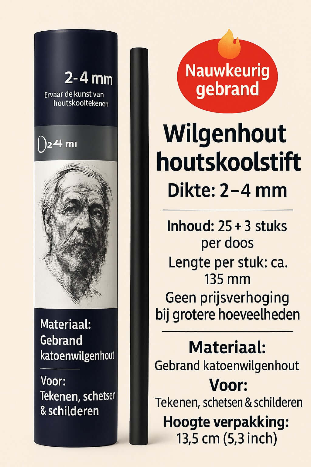 houtskoolstift 2-4 mm