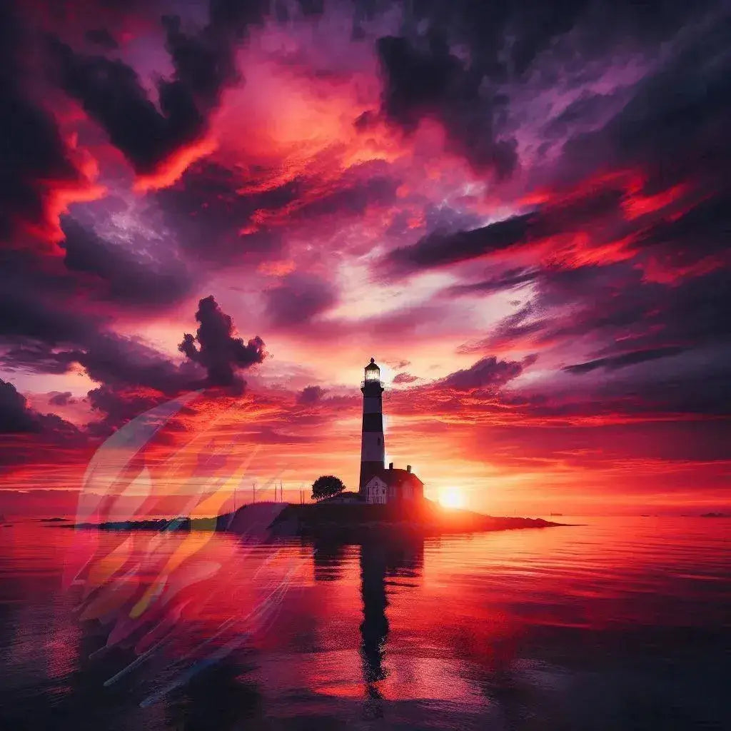Scarlet Seascape - Online Schilderij - Glas Schilderij