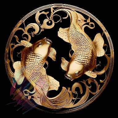 yin & yang Carp Gold - Online Schilderij - Canvas Schilderij