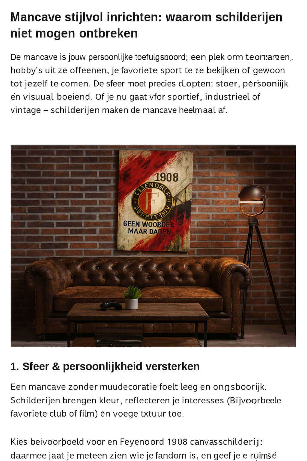 Mancave stijlvol inrichten met schilderijen voor een persoonlijke en sfeervolle uitstraling.