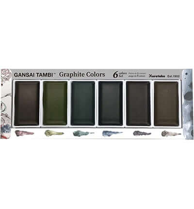 Afbeelding van Gansai Tambi Graphite Colors, een set van 6 professionele grafiettinten voor kunstenaars.