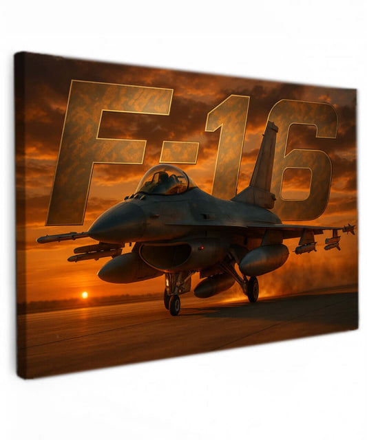 Canvas schilderij F16 straaljager