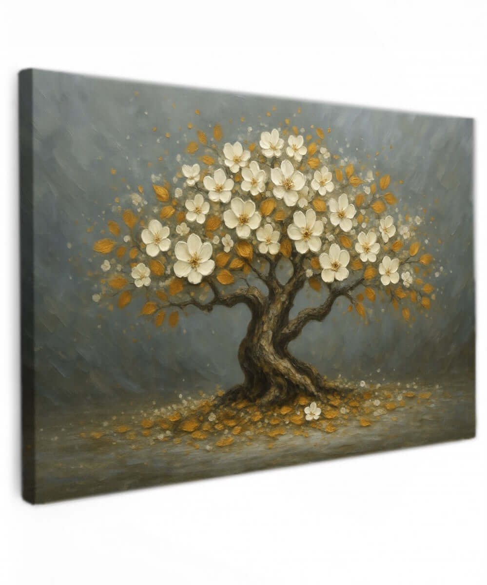 Canvas Schilderij Koperbloesem Bonsai in levendige kleuren op premium canvas.