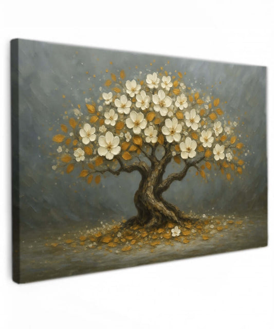 Canvas Schilderij Koperbloesem Bonsai in levendige kleuren op premium canvas.