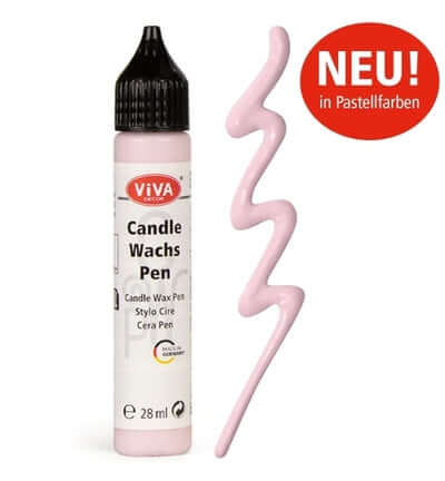 Viva Decor Pastel pen in roze kleur voor creatieve projecten, 28 ml decoratieve verf voor kaarsen.
