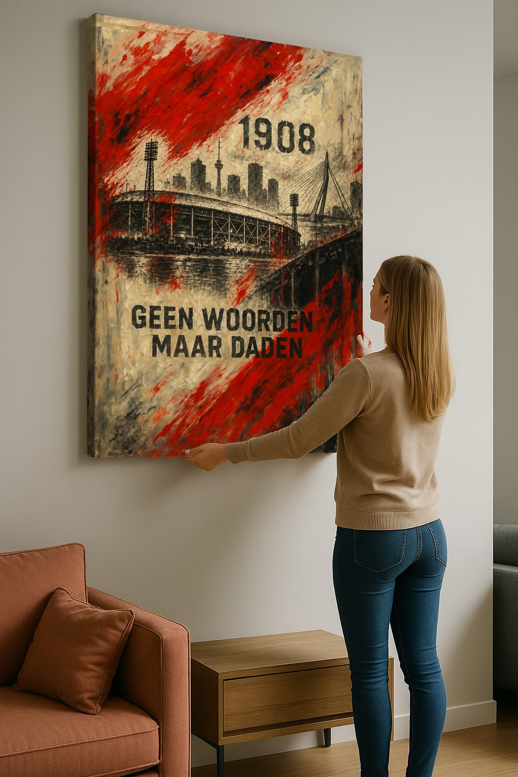 Canvas Schilderij Feyenoord 1908 voor de Échte Supporter