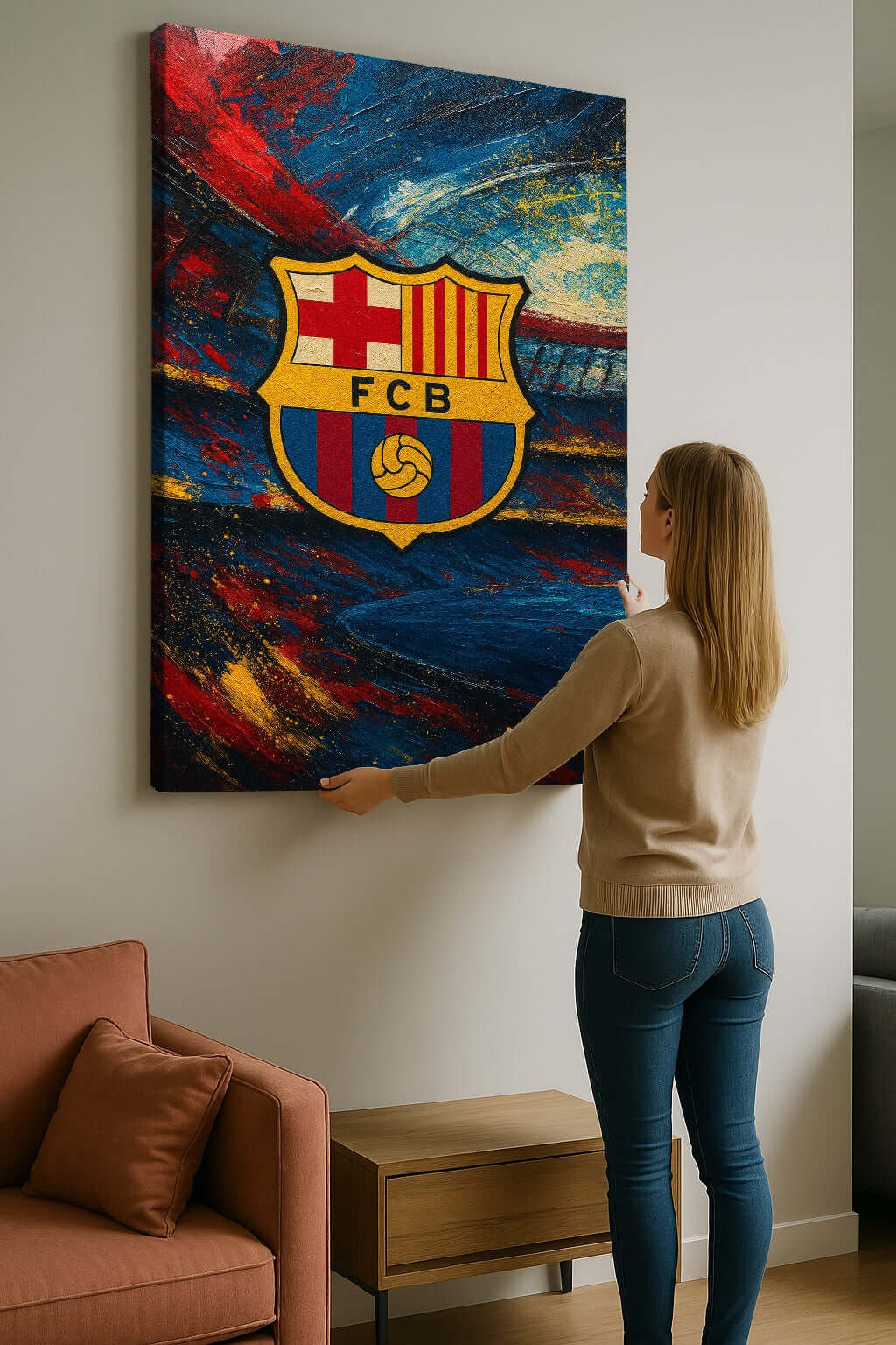 Fc Barcelona abstract canvas schilderij 