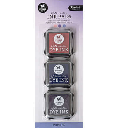 Studio Light Essentials Water-Reactive Ink Pads set met paarse inkt voor creatieve toepassingen.