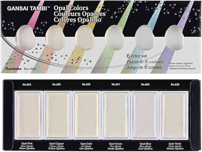 Gansai Tambi Opal Colors 6 kleurenset met opal tinten voor aquarel schilderen.