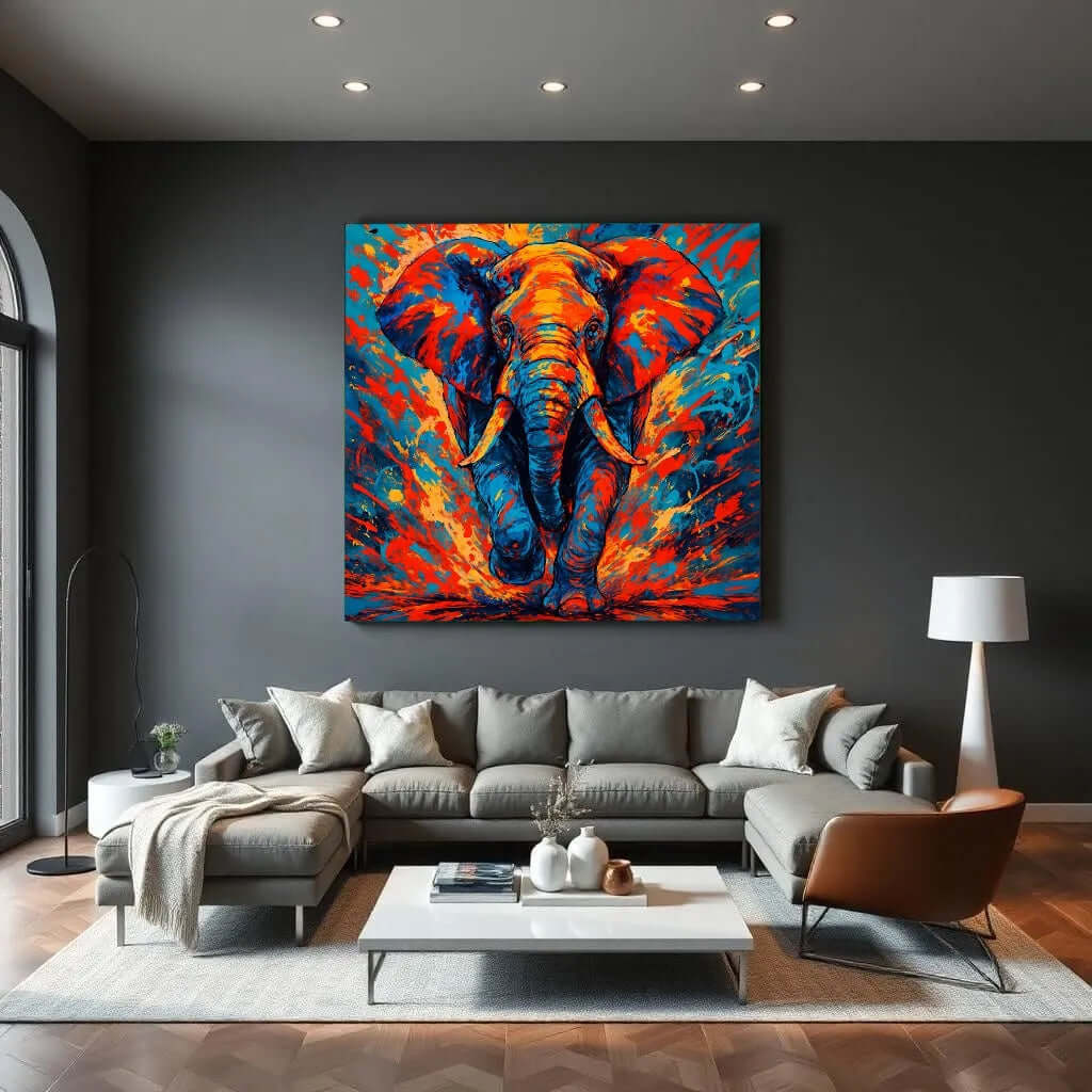 Abstract Elephant - Online Schilderij - Canvas Schilderij