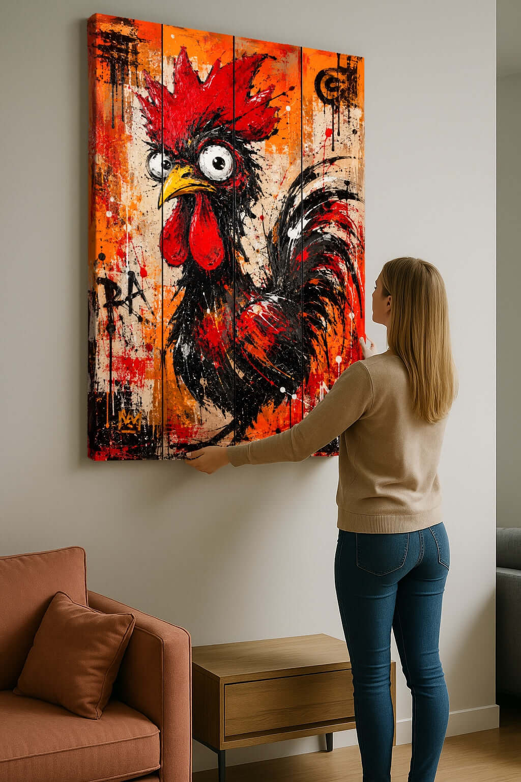 Abstracte Haan Canvas Schilderij