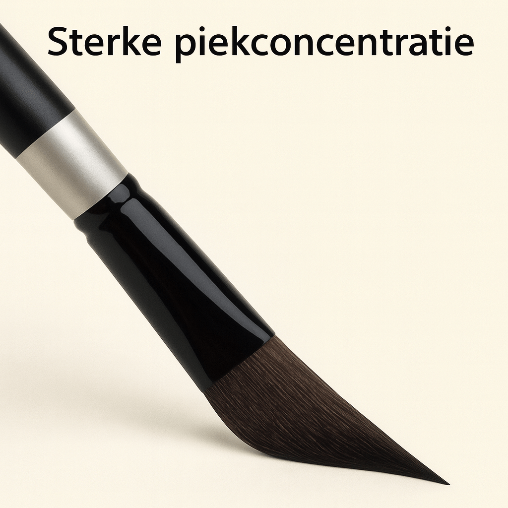 Aquarelpenselen set met schuine punt voor precisiewerk en sterke piekconcentratie.