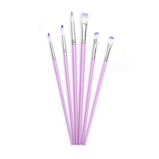 Penselen Set - 6-delige Artist Brush Set met zachte roze handvatten en duurzame haren