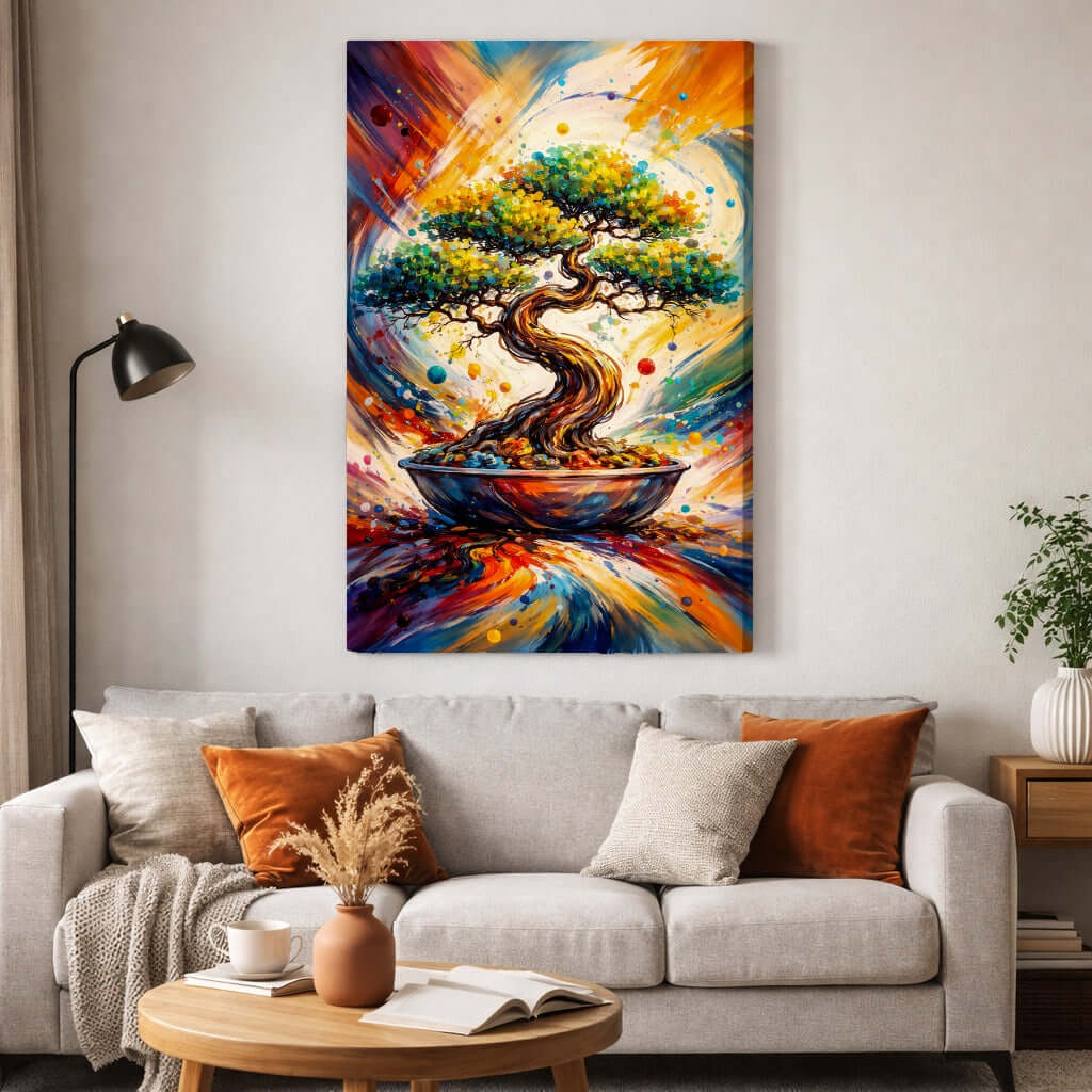 Canvas Schilderij Abstracte Bonsai woonkamer