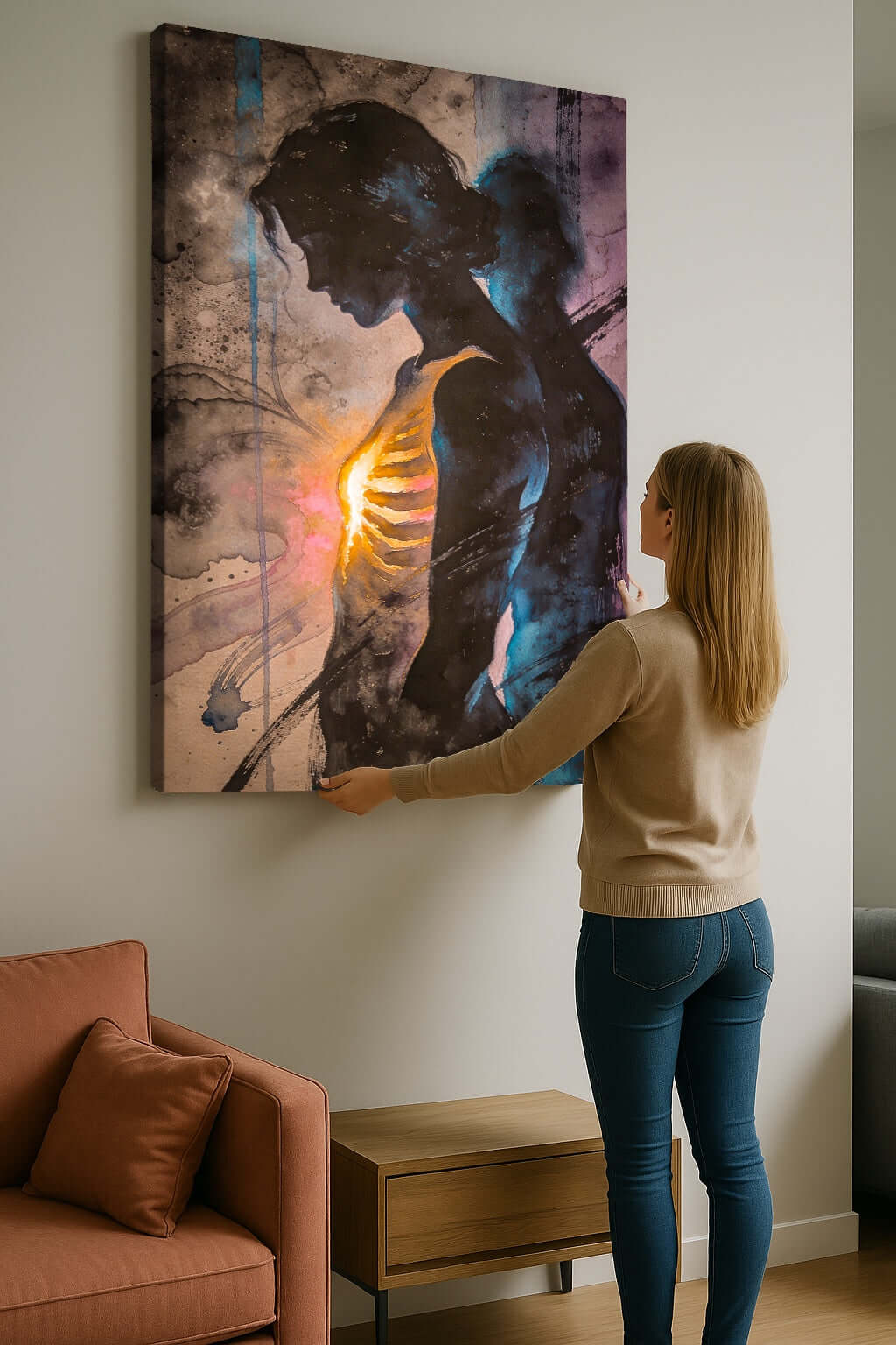 Canvas Schilderij Abstracte Innerlijke Lucht ophangen