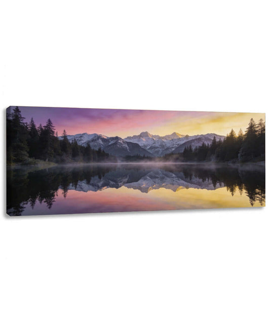 Canvas Schilderij Alpen Bergmeer Zonsondergang
