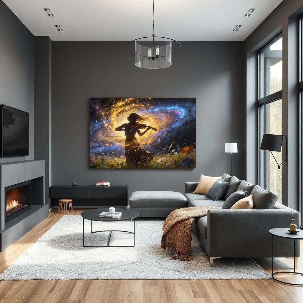 Canvas Schilderij Cosmische Viool woonkamer 
