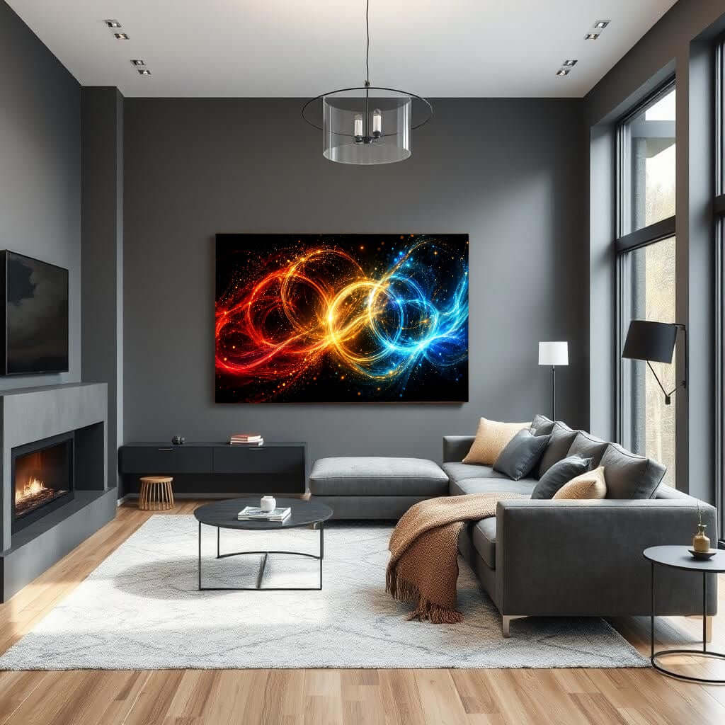 Canvas Schilderij Dynamische Infinity Lichtenergie woonkamer