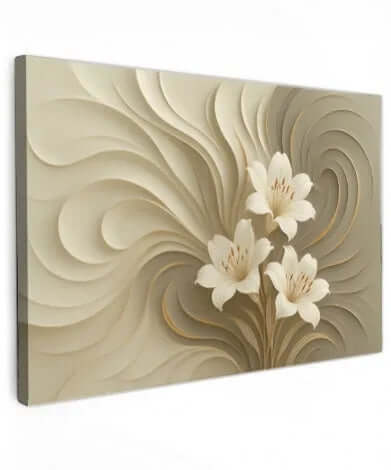 Golden Petal Whirl - Online Schilderij - Canvas Schilderij - Abstract - Bloemen