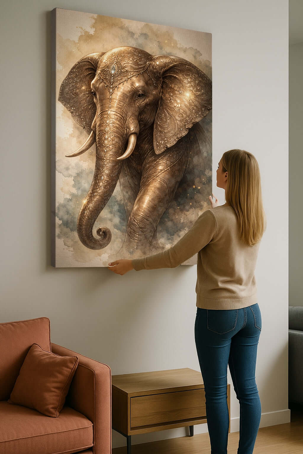 Canvas Schilderij Gouden Olifant