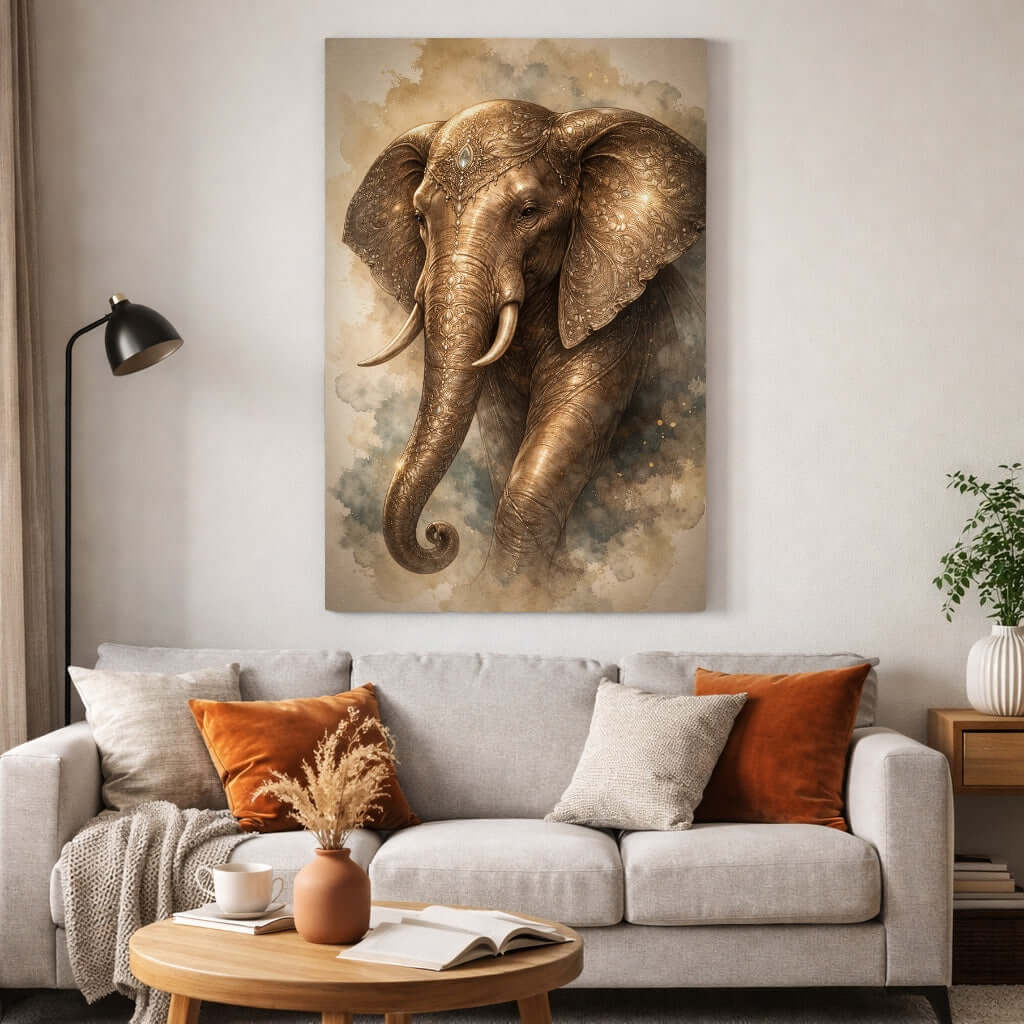 Canvas Schilderij Gouden Olifant