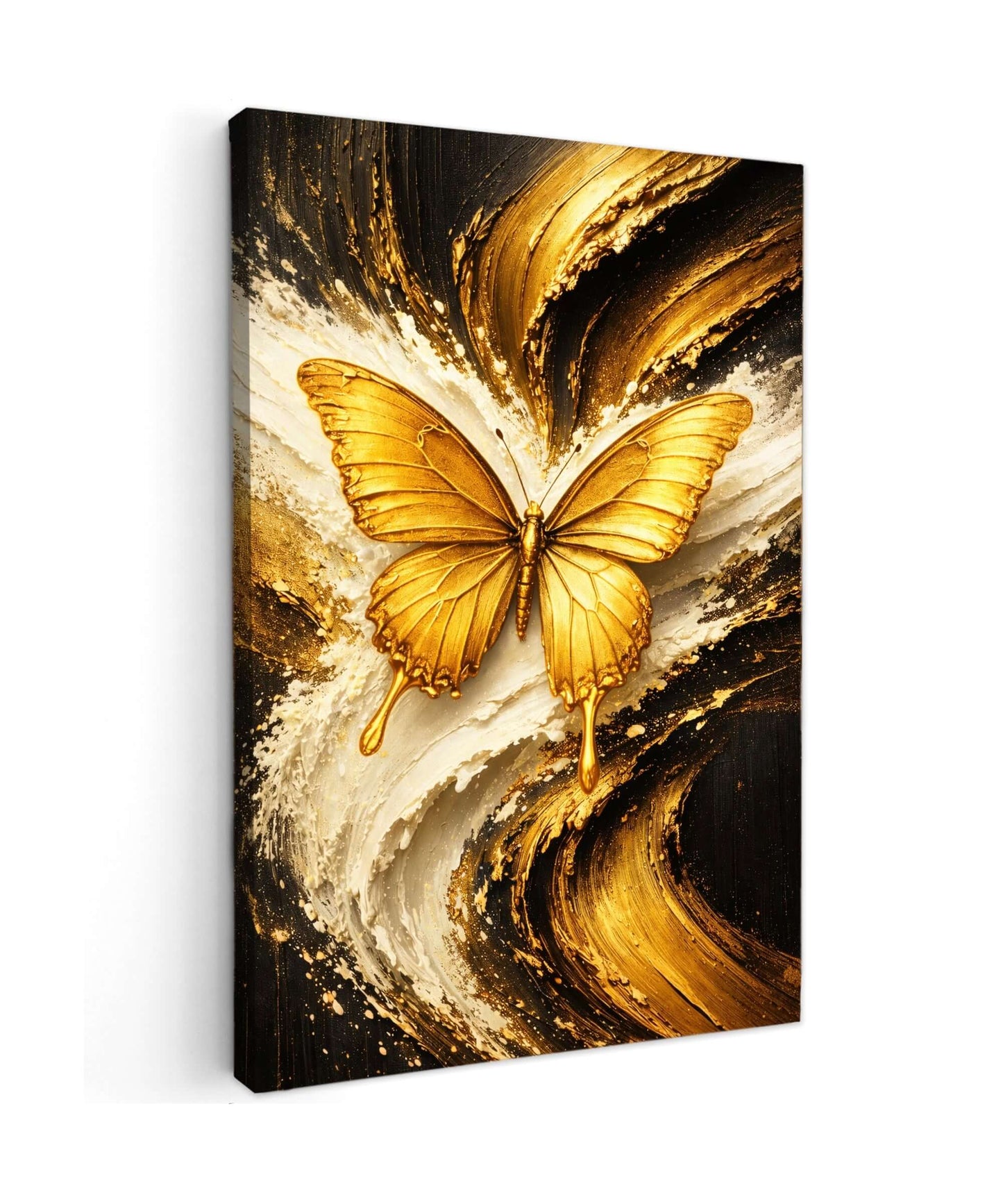 Canvas Schilderij Gouden Vlinder Abstract