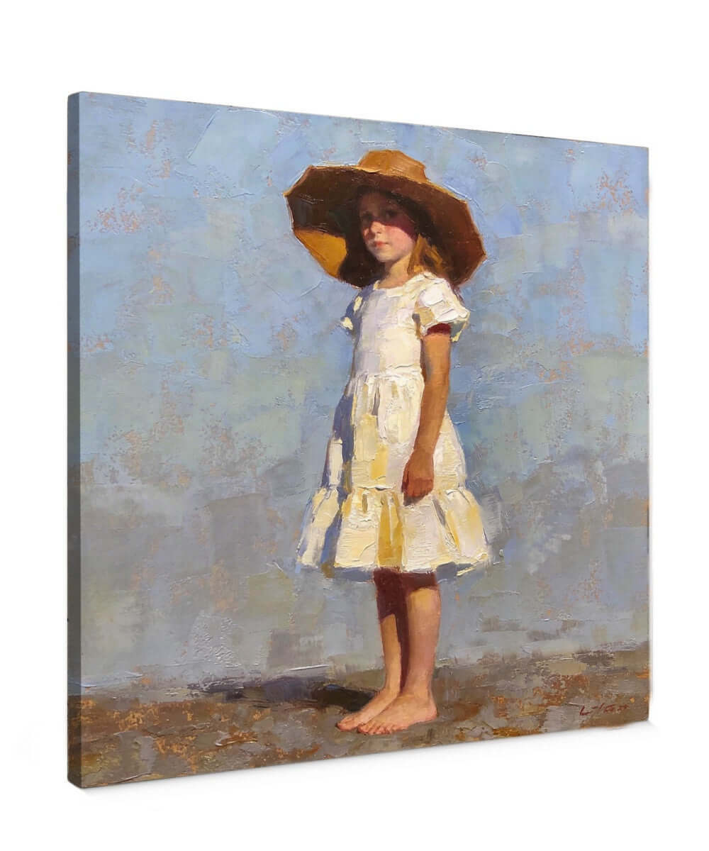 Canvas Schilderij Kind met Grote Hoed