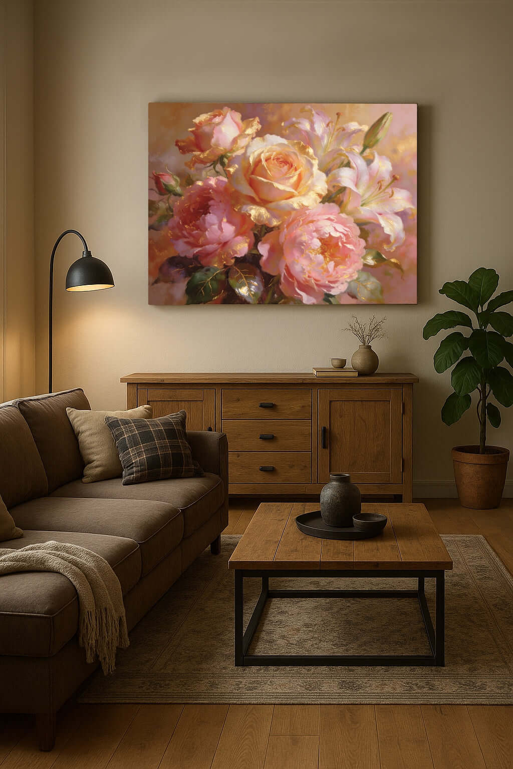 Canvas Schilderij Luxe Bloemenboeket woonkamer