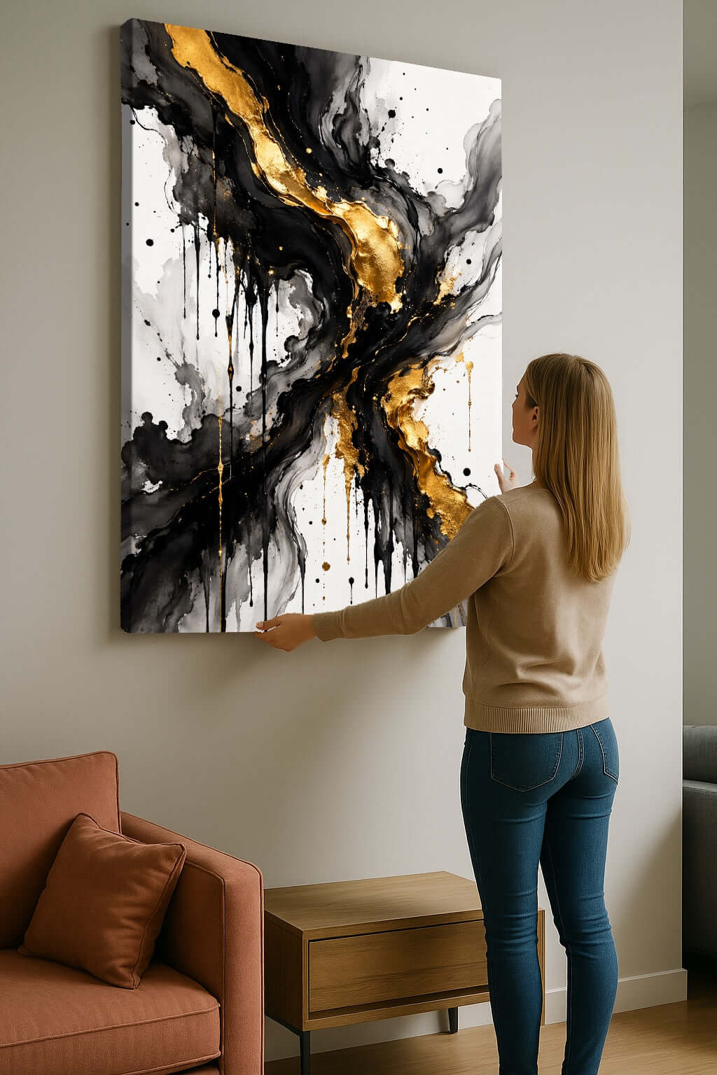 Canvas Schilderij Luxe Dynamische Kunst ophangen