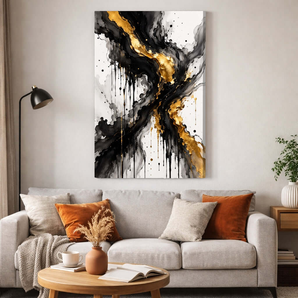 Canvas Schilderij Luxe Dynamische Kunst woonkamer
