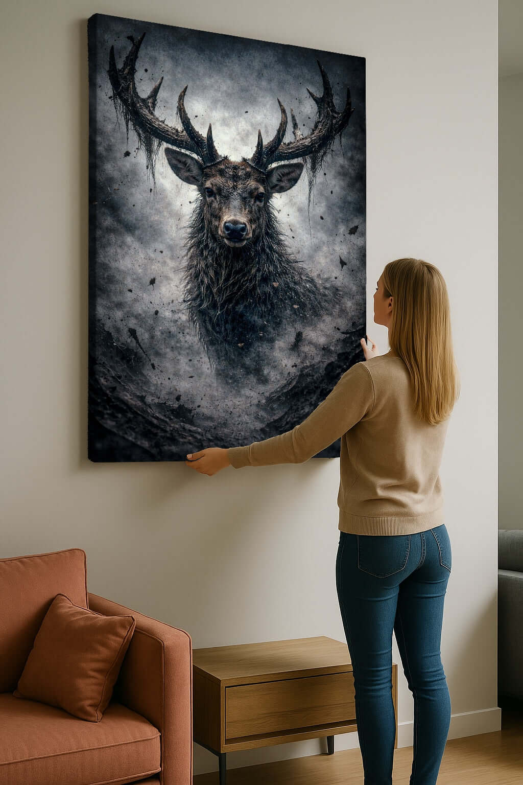 Canvas Schilderij Majestueus Hert met Gewei ophangen