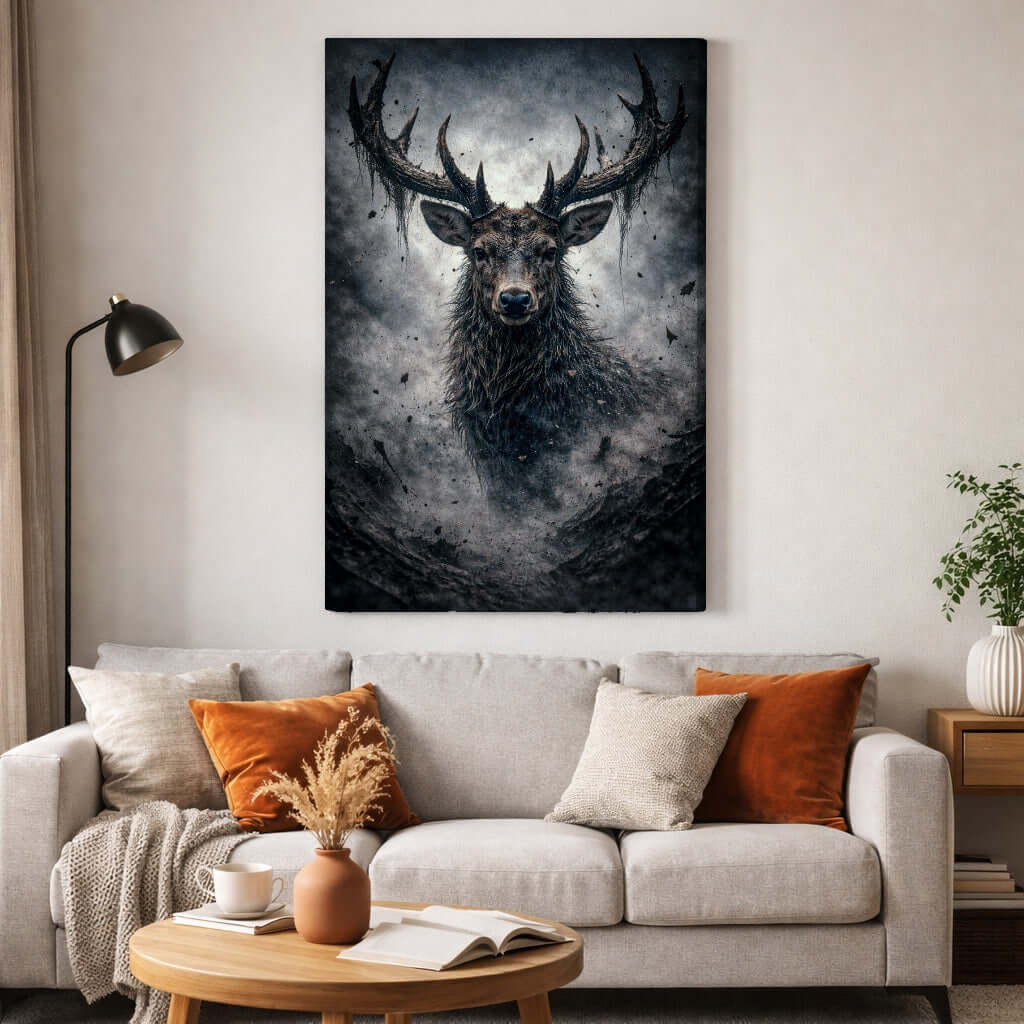 Canvas Schilderij Majestueus Hert met Gewei woonkamer