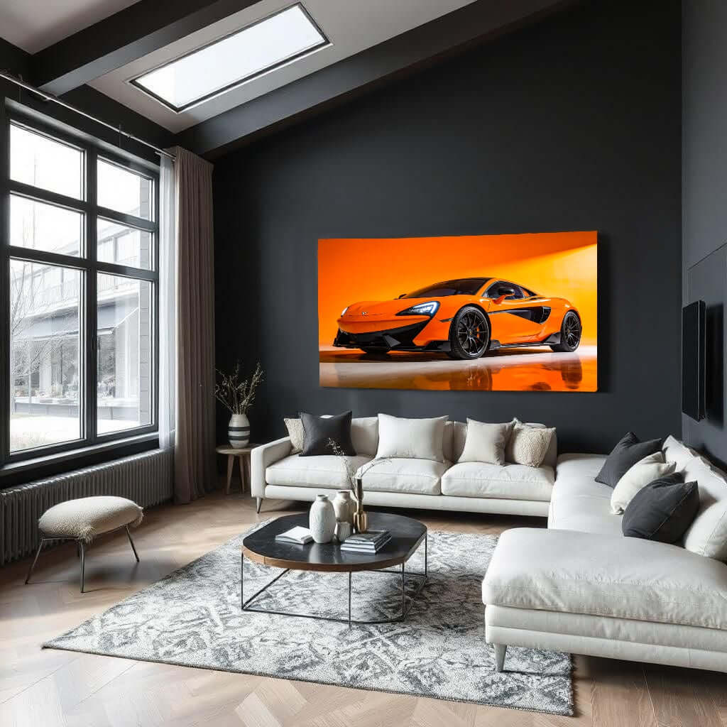 Canvas Schilderij McLaren 720S Oranje woonkamer
