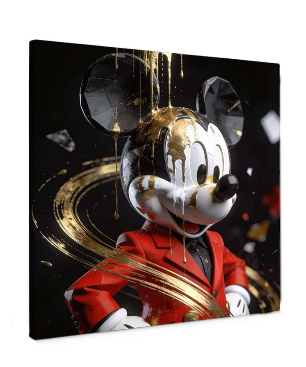 Canvas Schilderij Mickey Mouse Luxury Gold Drip