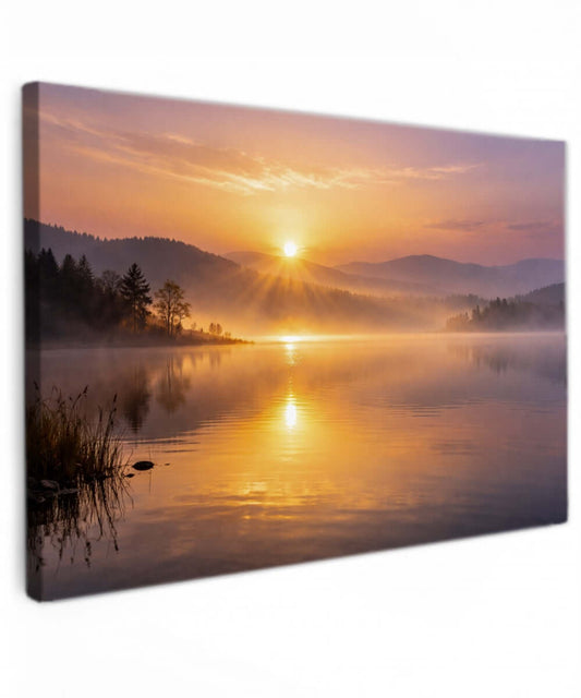 Canvas Schilderij Mistig Gouden Licht