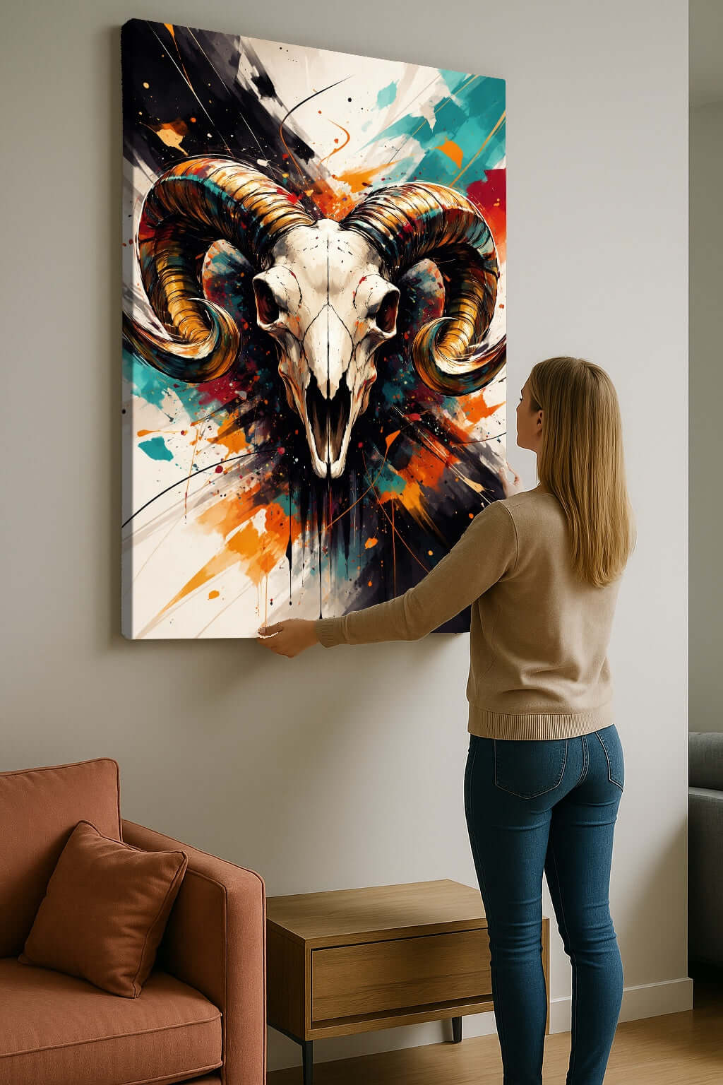 Canvas Schilderij Ram Schedel Horoscoop