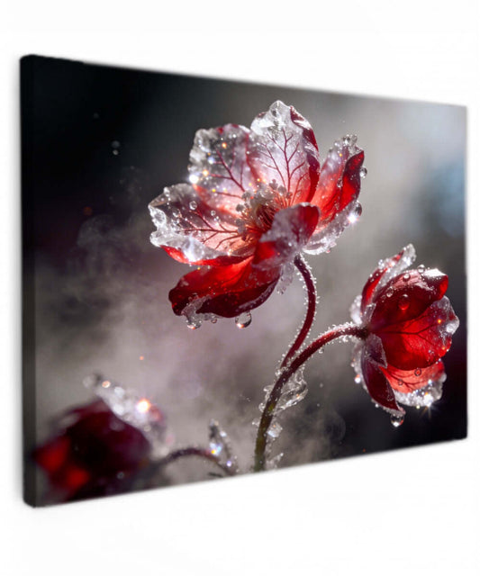 Canvas Schilderij Rode IJsbloemen