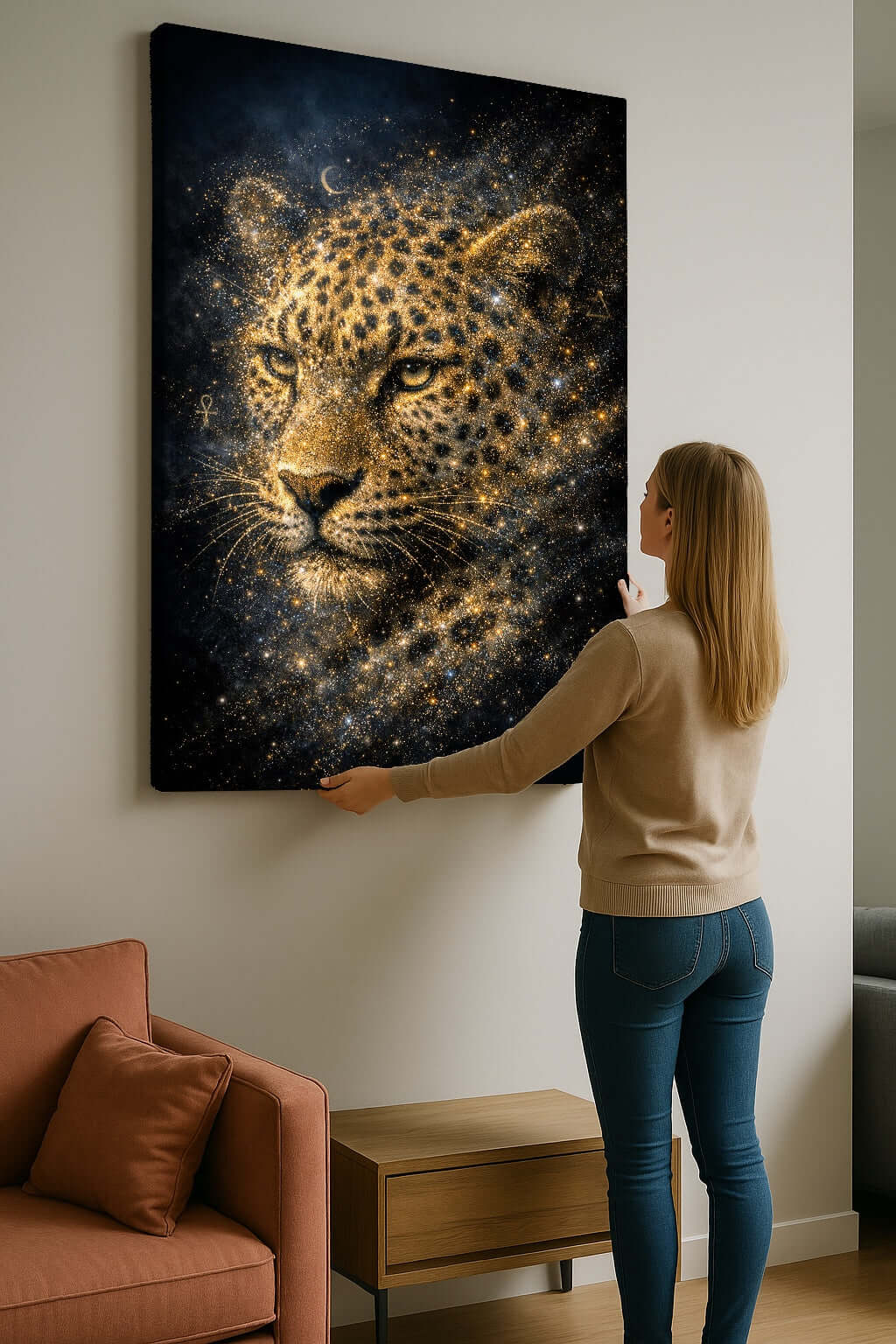 Canvas Schilderij Sterrenhemel Luipaard ophangen