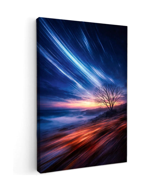 Canvas Schilderij Sterrenstrepen bij Zonsondergang