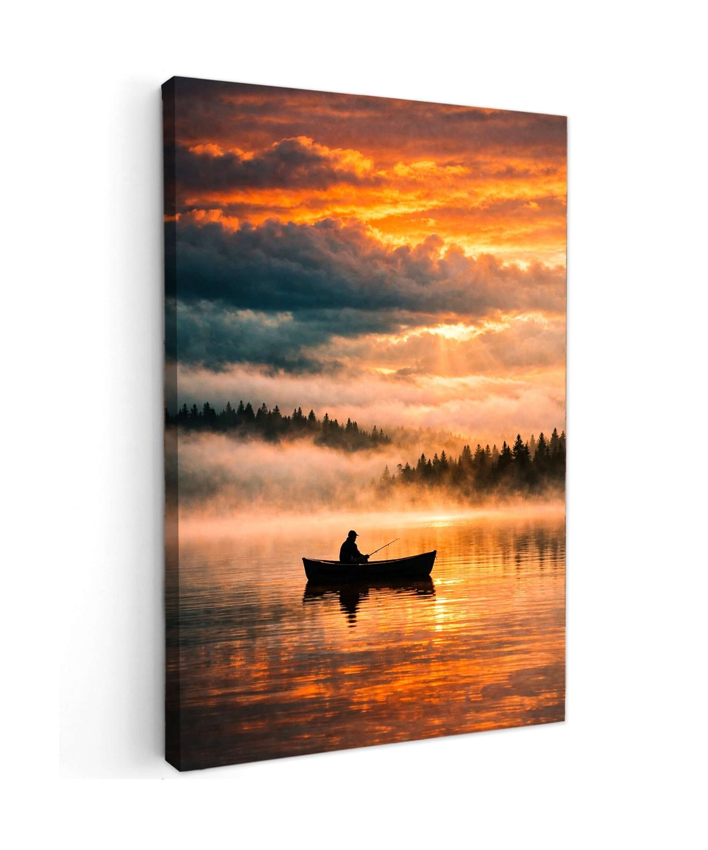 Canvas Schilderij Visser in Boot