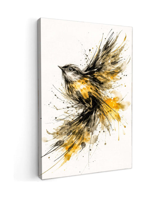 Canvas Schilderij Zwart Gouden Merel