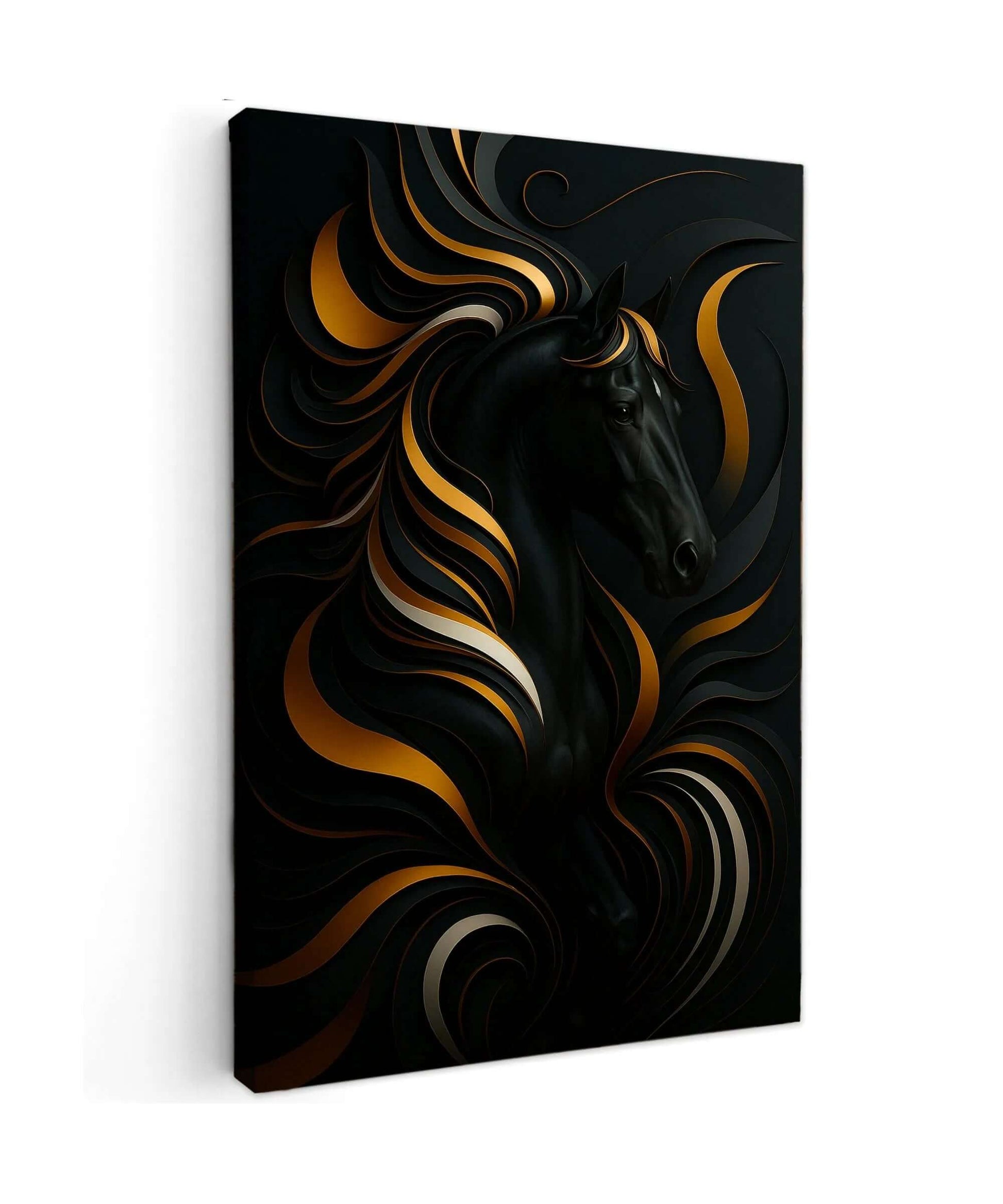 Black & Gold Horse - Online Schilderij - Canvas Schilderij
