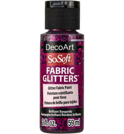 DecoArt SoSoft Glitters Brilliant Burgundy bordeauxrode glittertextielverf 59 ml DSSFG08-30